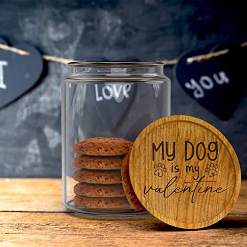 Pot à biscuits avec couvercle en bois 1l My dog is my valentine