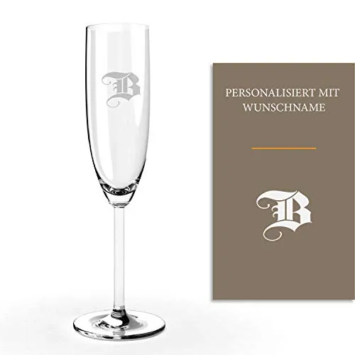 Flûte à champagne monogramme avec gravure