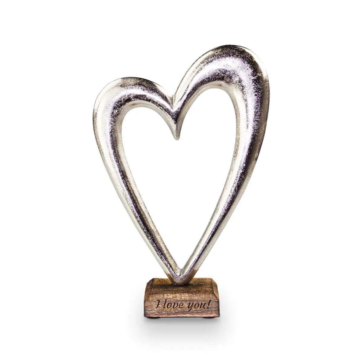 Figurine décorative en forme de cœur avec gravure