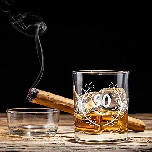 Verre à whisky avec gravure du nom - Idée cadeau en l'honneur du 50e anniversaire de l'entreprise