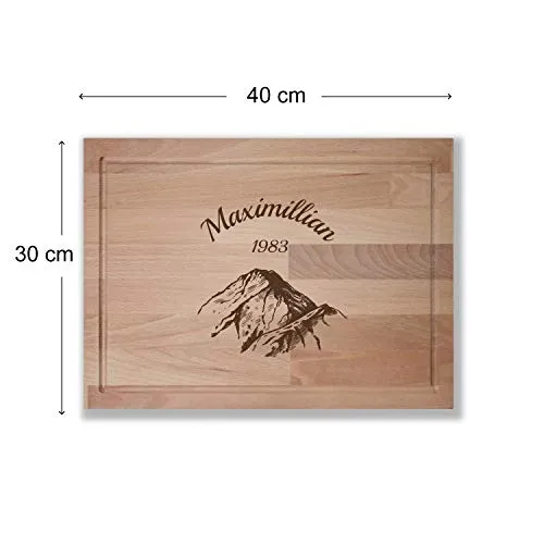 Planche à découper en bois avec gravure Alpes Design| Planche à découper personnalisée avec nom de votre choix | Planche cadeau à personnaliser
