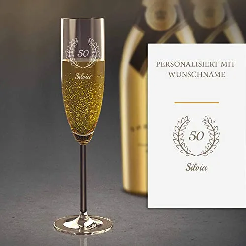 Flûte à champagne 50e anniversaire avec gravure