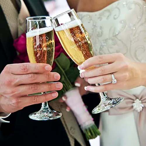 Flûte à champagne mariage avec gravure