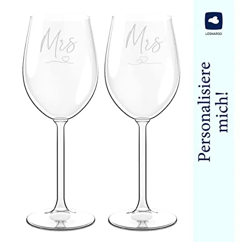 Verre à vin 2 pièces - Mrs and Mrs