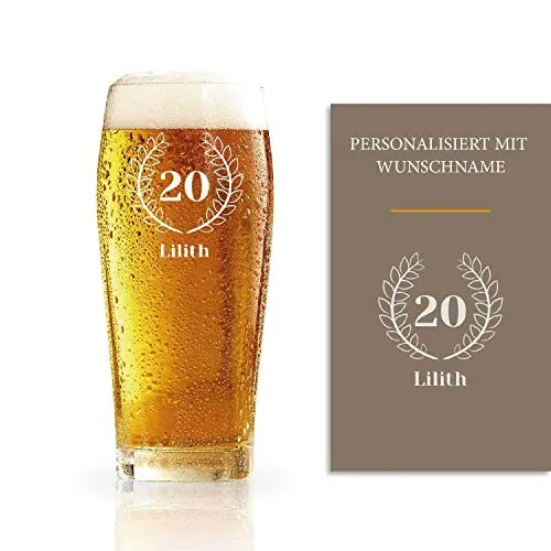 Verre à bière - pour le 20e anniversaire avec gravure
