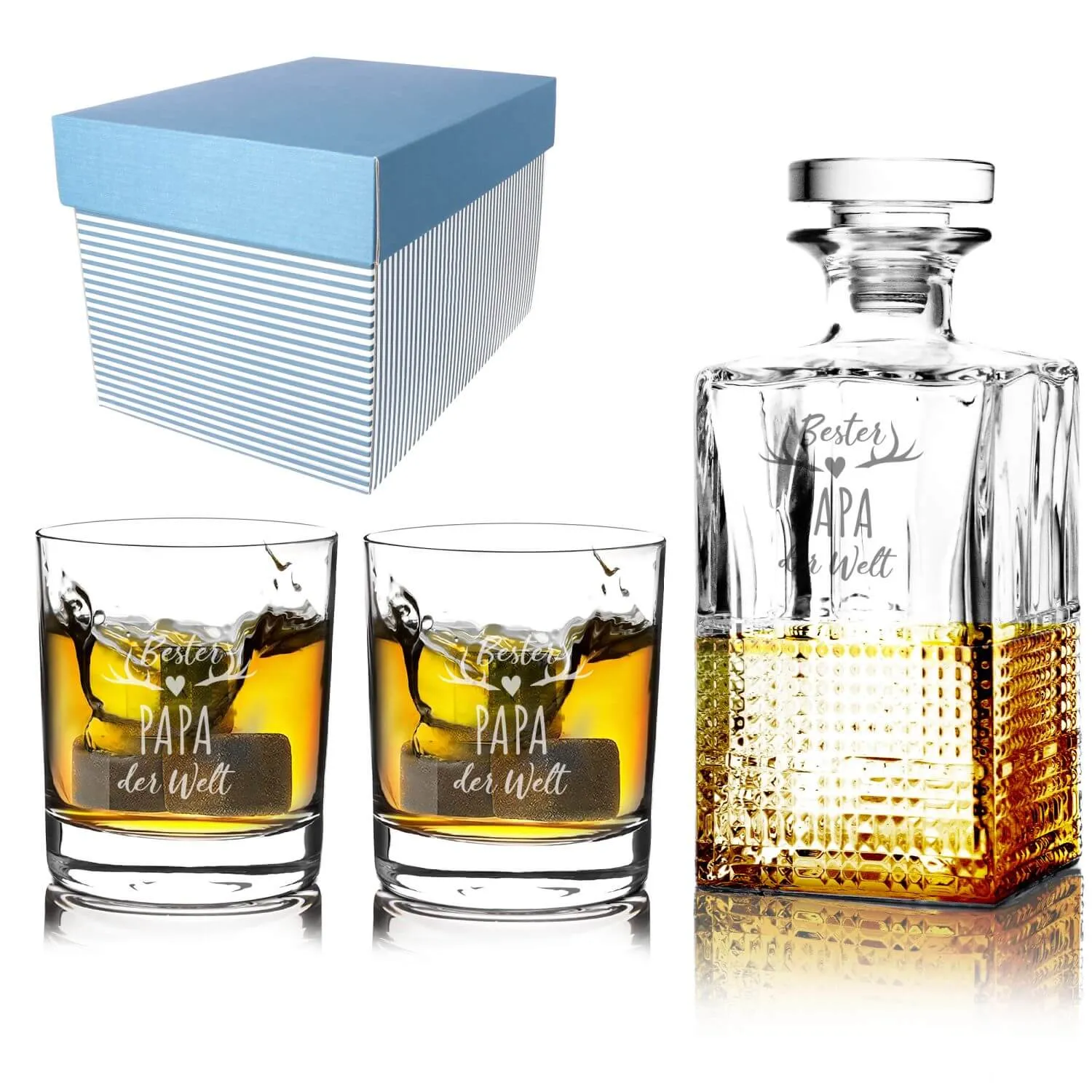 Set cadeau whisky avec gravure - décanteur, verres et accessoires