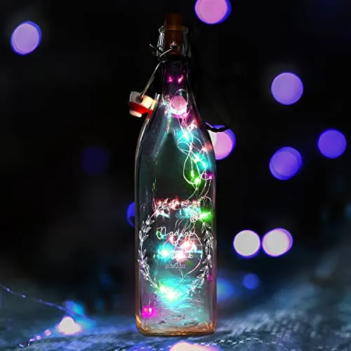 Lumière de bouteille avec bouteille Nom Nom Date