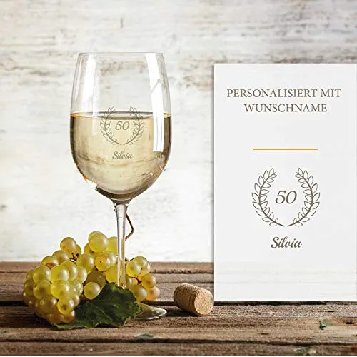 Verre à vin blanc 50e anniversaire avec gravure