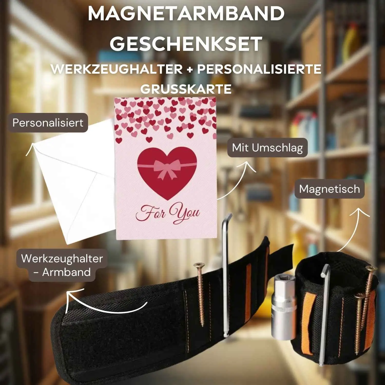 Set cadeau bracelet magnétique - Carte de vœux personnalisée
