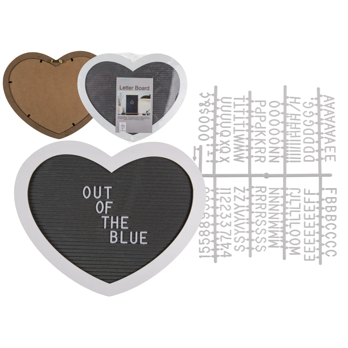 Cadre en bois en forme de cœur avec pochette textile