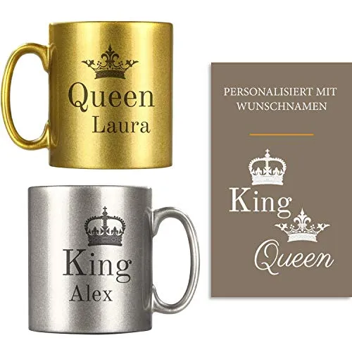Mugs métalliques pour partenaires - King &amp; Queen