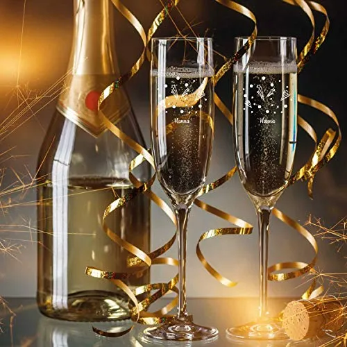 Flûte à champagne Nouvel An avec gravure