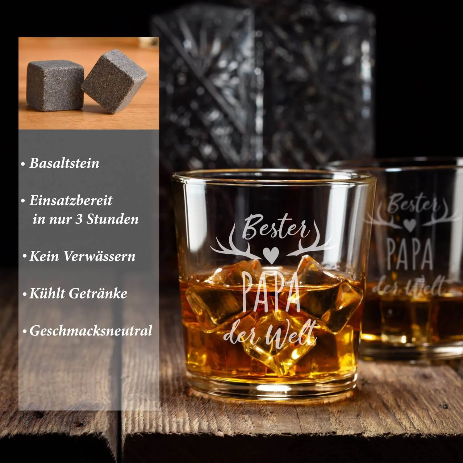 Set cadeau whisky avec gravure - décanteur, verres et accessoires