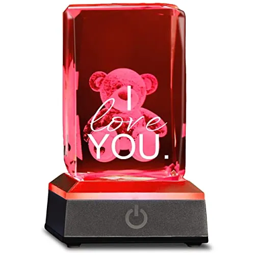 3D Teddy dans un verre Saint-Valentin I love you