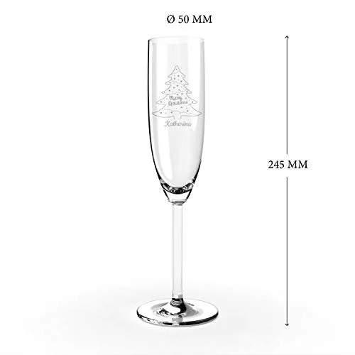 Flûte à champagne Sapin de Noël avec gravure