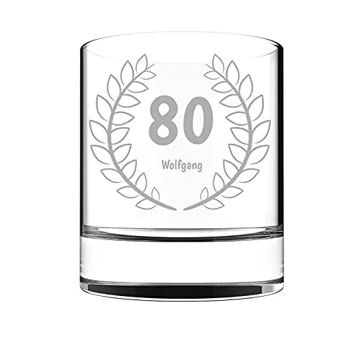 Verre à whisky avec gravure pour le 80e anniversaire