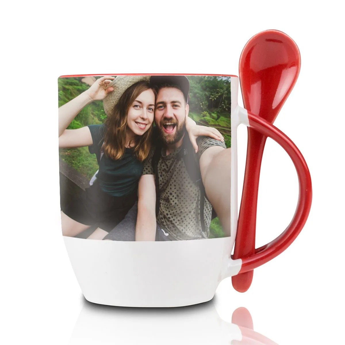 Tasse à cuillère rouge avec photo personnalisée