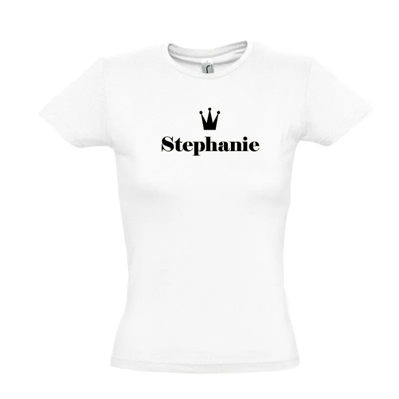 T-shirt femme nom avec couronne blanc - M