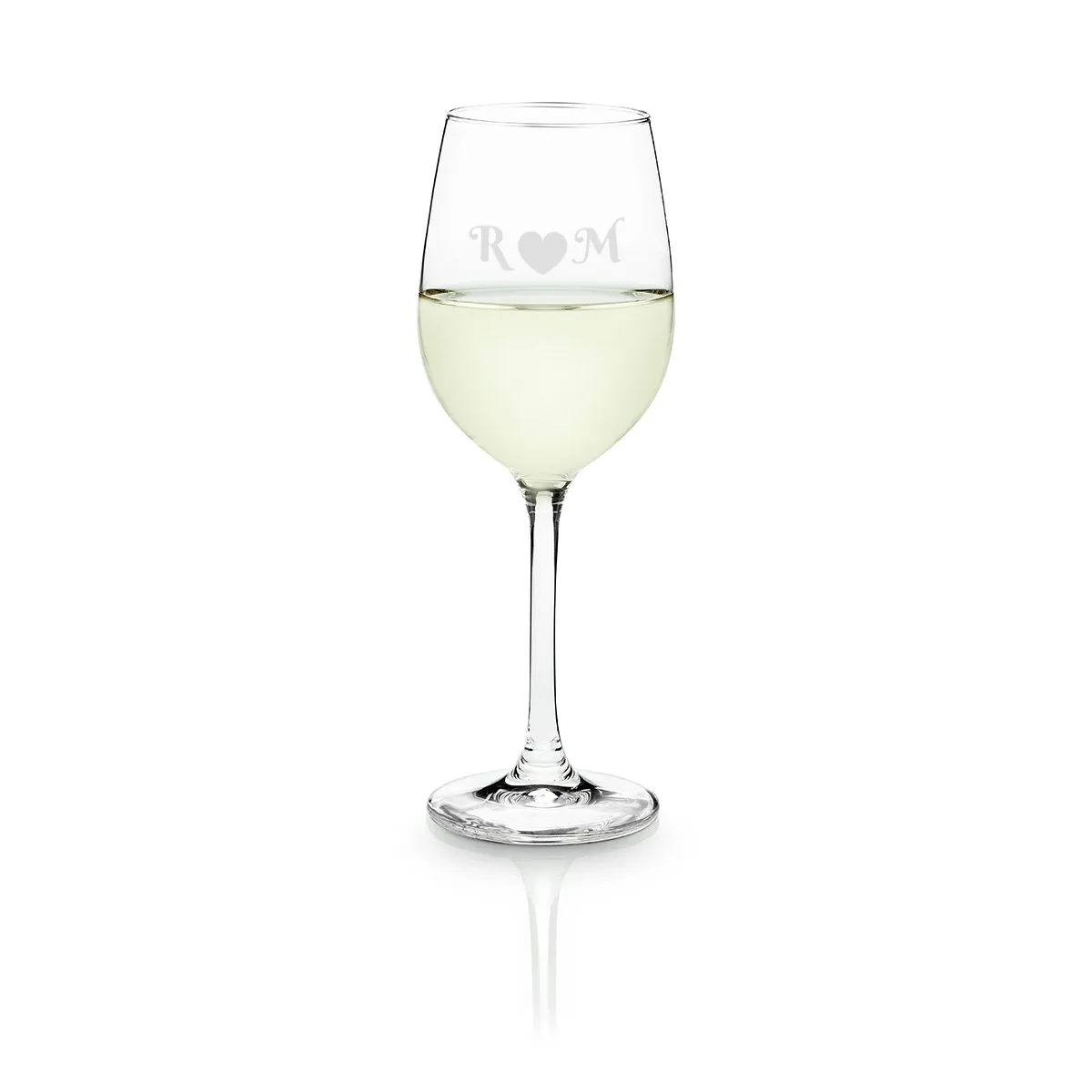 Verre à vin blanc personnalisable de Leonardo - cœur avec initiales