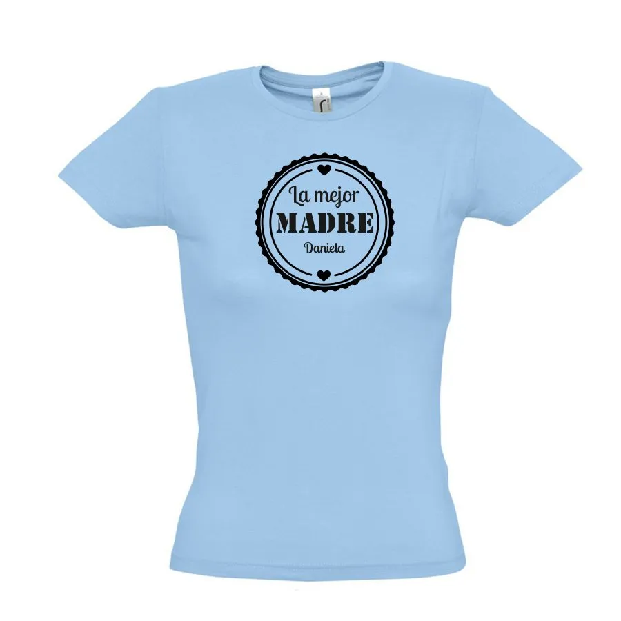 T-shirt femme meilleure maman bleu clair-L
