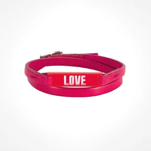 Bracelet en cuir - Love rouge