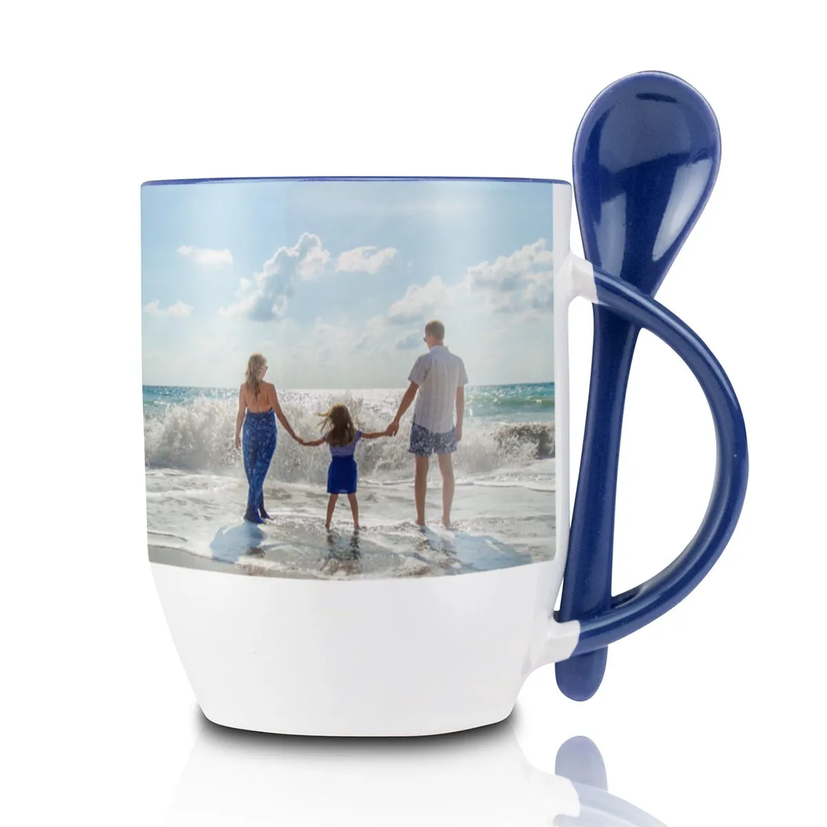 Tasse à cuillère bleue avec photo personnalisée