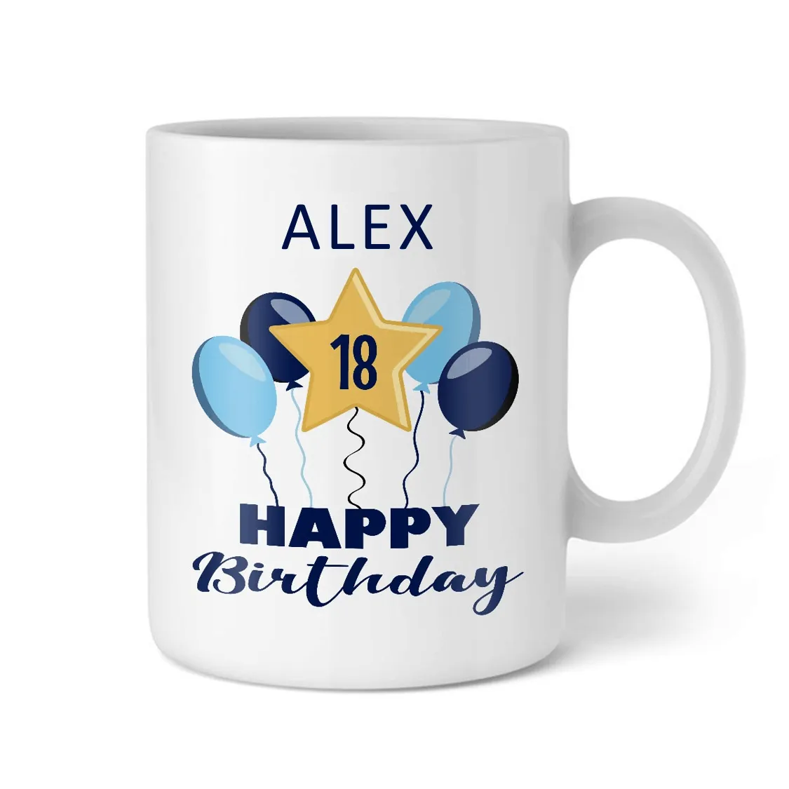 Mug personnalisable - Happy Birthday bleu