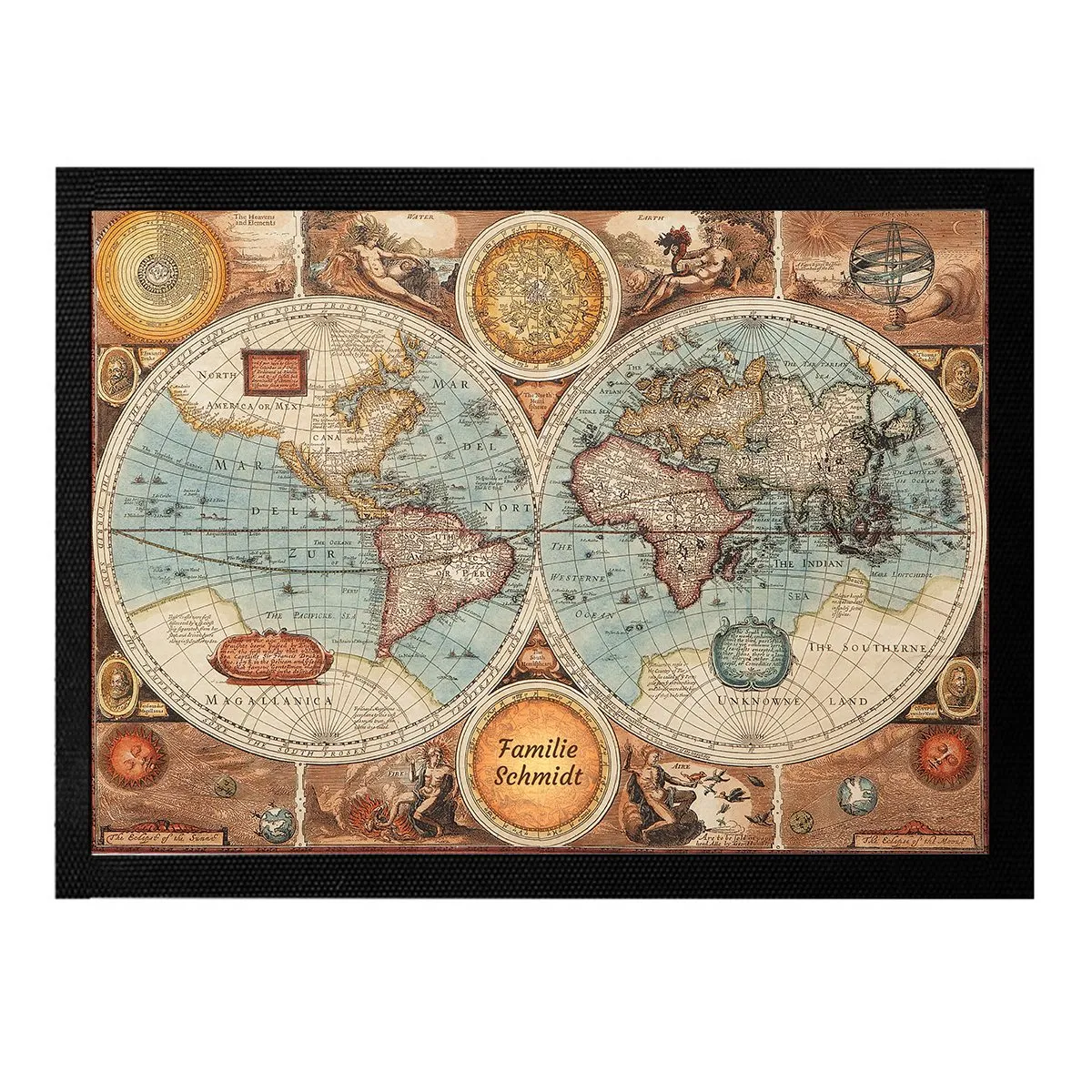 Paillasson personnalisable - Carte du monde vintage petit format