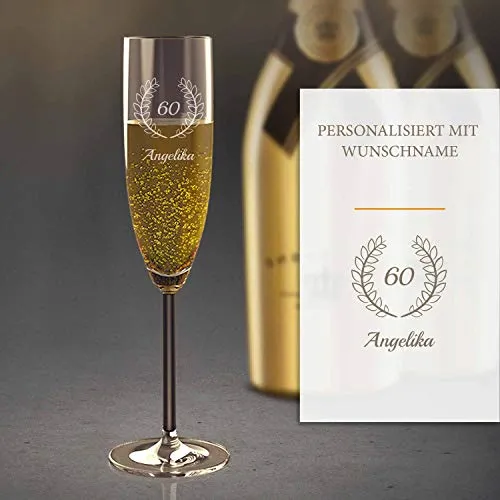 Flûte à champagne 60e anniversaire avec gravure