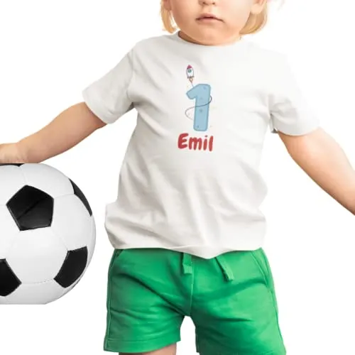 T-shirt enfant 1 an avec prénom - Design fusée