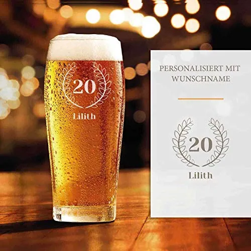 Verre à bière - pour le 20e anniversaire avec gravure
