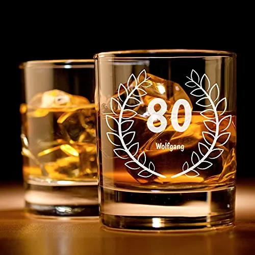 Verre à whisky avec gravure pour le 80e anniversaire