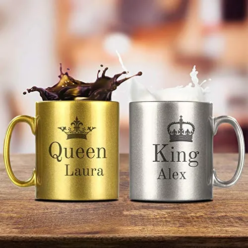 Mugs métalliques pour partenaires - King &amp; Queen