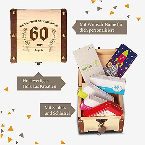 Set cadeau 60ème anniversaire - Cadeau fun personnalisé avec gravure