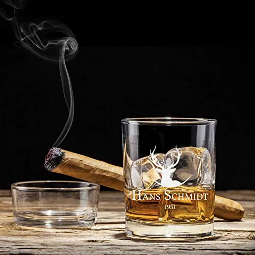 Verre à whisky avec gravure Cerf-Design