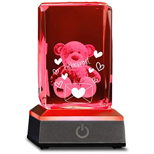 3D Teddy dans un verre Saint-Valentin Courrier d'amour