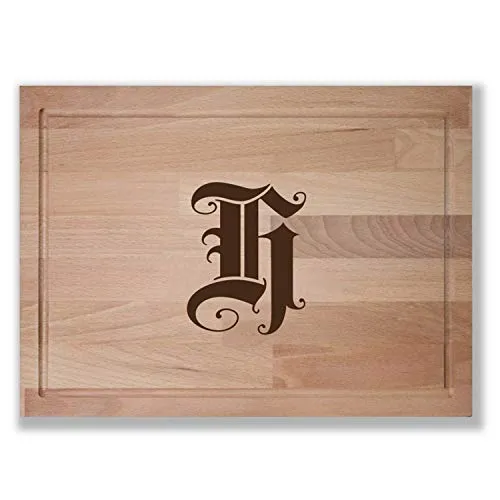 Planche à découper en bois gravée monogramme design| Planche à découper personnalisée avec la lettre de votre choix | Planche cadeau à personnaliser idée cadeau